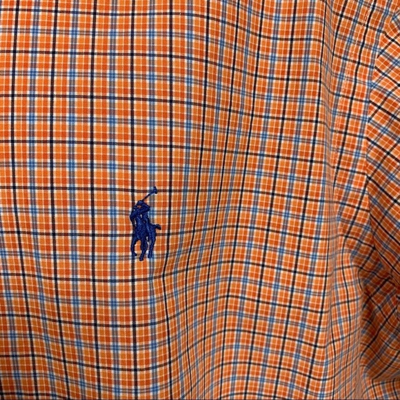 Ralph Lauren Orange Check Cotton Button Front Short Sleeve Shirt - Picture 4 of 9